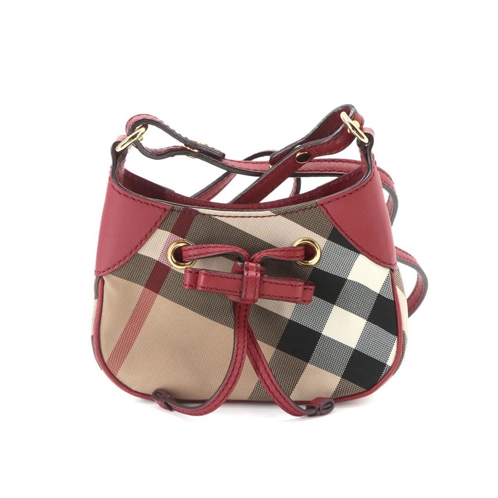 Burberry House Check Mini Shoulder Handbag, Canvas and Leather, Beige Red.